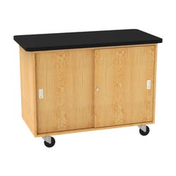 Diversified Woodcrafts Bare Bones Mobile Laboratory Table with Swivel Caster and Brake, 48 x 24 x 36 Inches, Clear, Oak