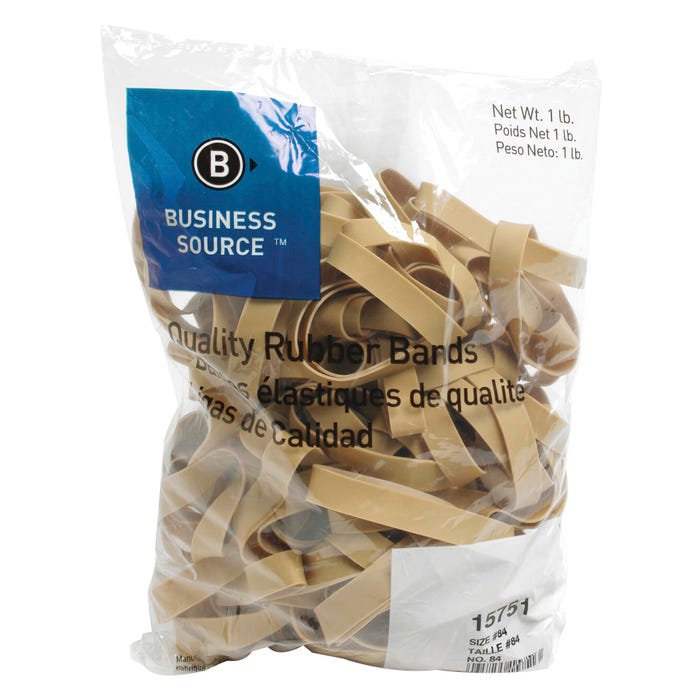 Business Source Rubber Bands, Size 84, 1 lb /BG, 3-1/2 x 1/2 Inches, Natural Crepe