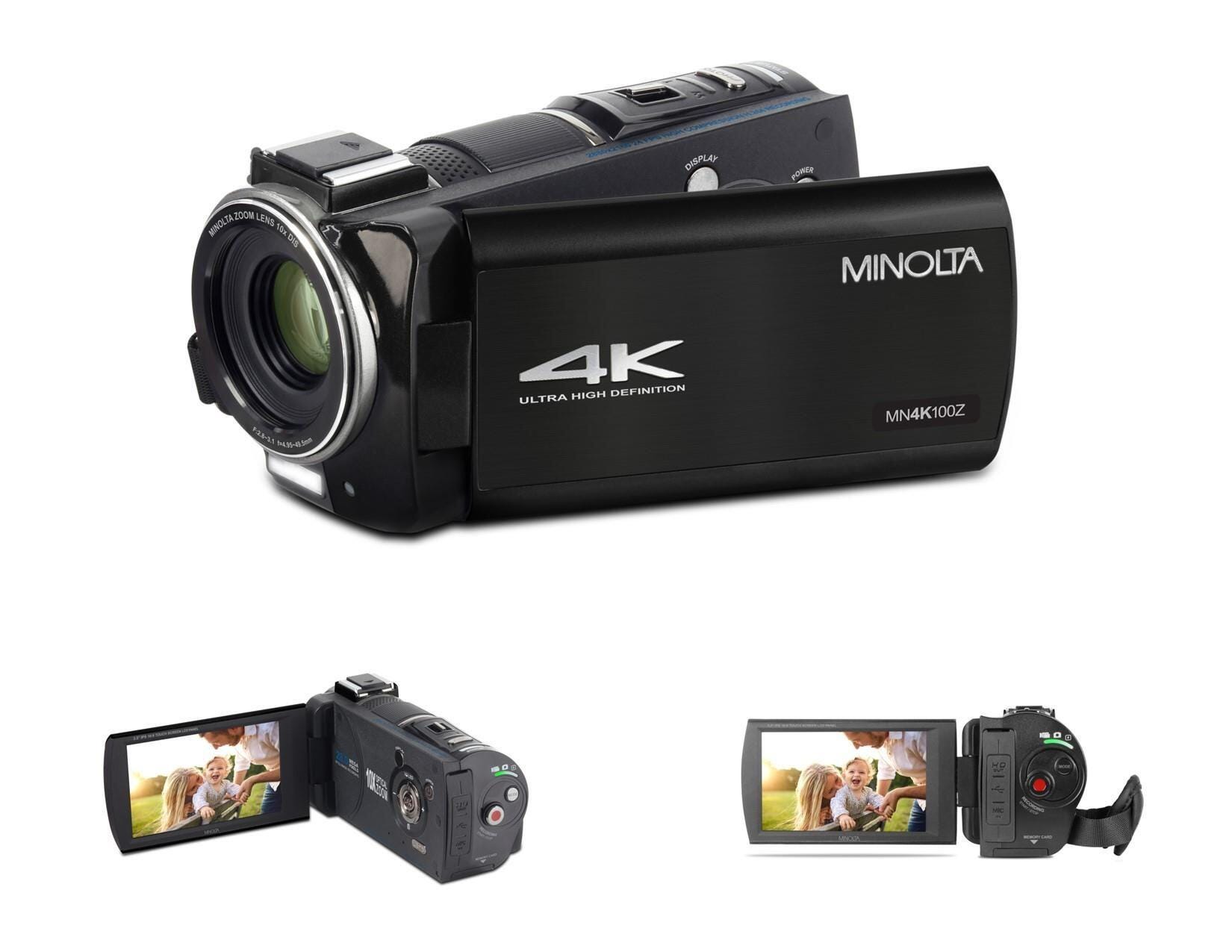 Minolta MN4K100Z-BK 4K Ultra HD 36x Digital Zoom Video Camcorder with Rechargeable Battery (Black) 2153683
