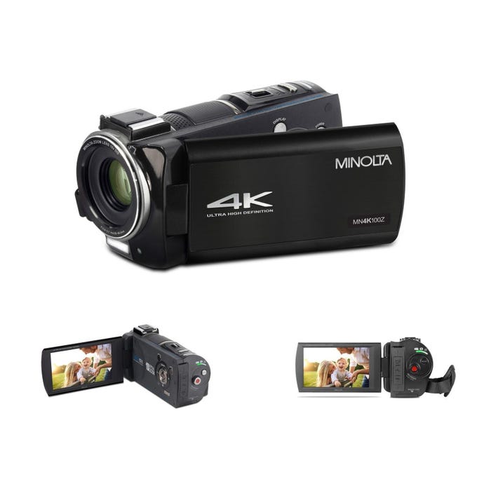 Minolta MN4K100Z-BK 4K Ultra HD 36x Digital Zoom Video Camcorder with Rechargeable Battery (Black) 2153683