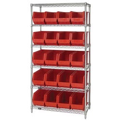 Quantum 6-Shelf Steel Storage Shelf Unit with 20 Bins, 36 x 18 x 74 Inches 4000951