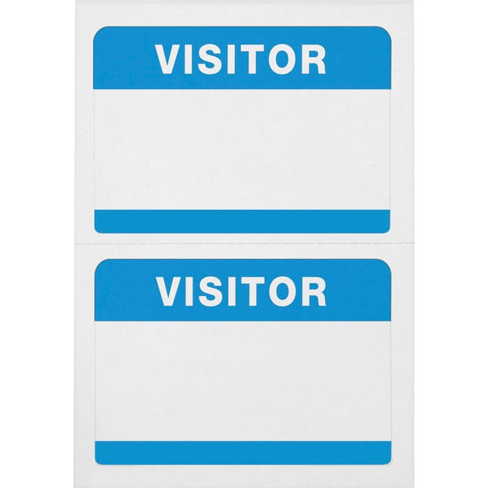 Advantus Badge Stickers "Visitor", 3-1/2 x 2-1/4 Inches, Pack of 100, White/Blue