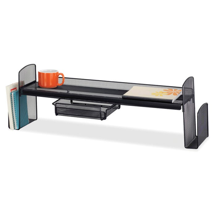 Safco Onyx Mesh Off Surface Shelf with Drawer, 31-1/2 x 7-1/4 x 10 Inches, Steel, Black