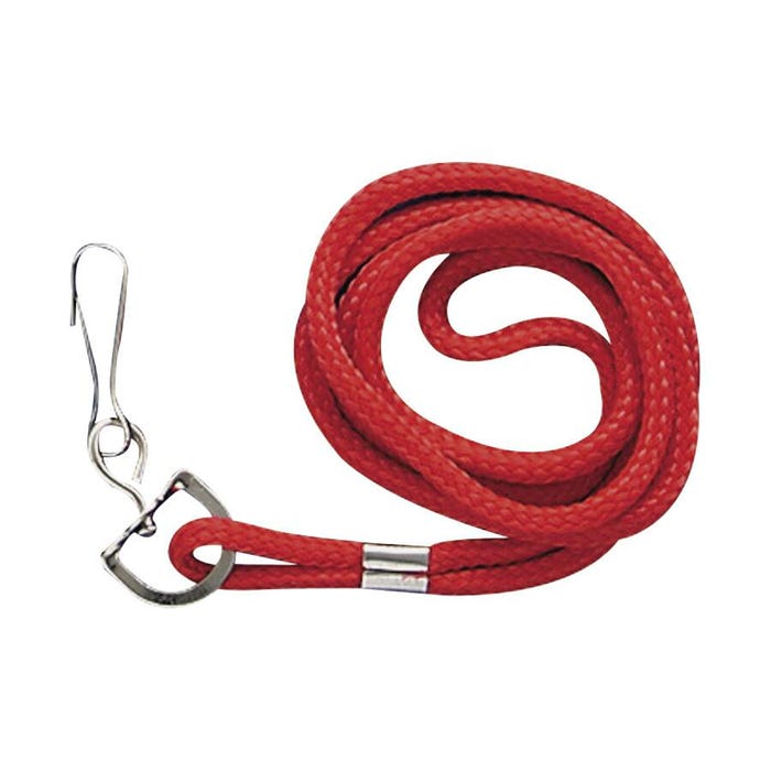 SICURIX Rope Lanyard with Steel Bulldog Clip, 36 Inch Cord, Red, Pack of 24