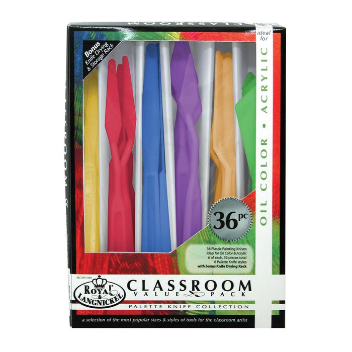 Royal & Langnickel Plastic Painting Knives Classroom Value Pack, Pack of 36