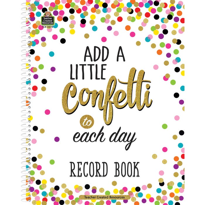 Teacher Created Resources Record Book, Confetti, 8-1/2 x 11 Inches, Spiral Bound