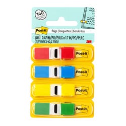 Post-it Flags, 1/2 x 1-7/10 Inches, Assorted Primary Colors, Pack of 140