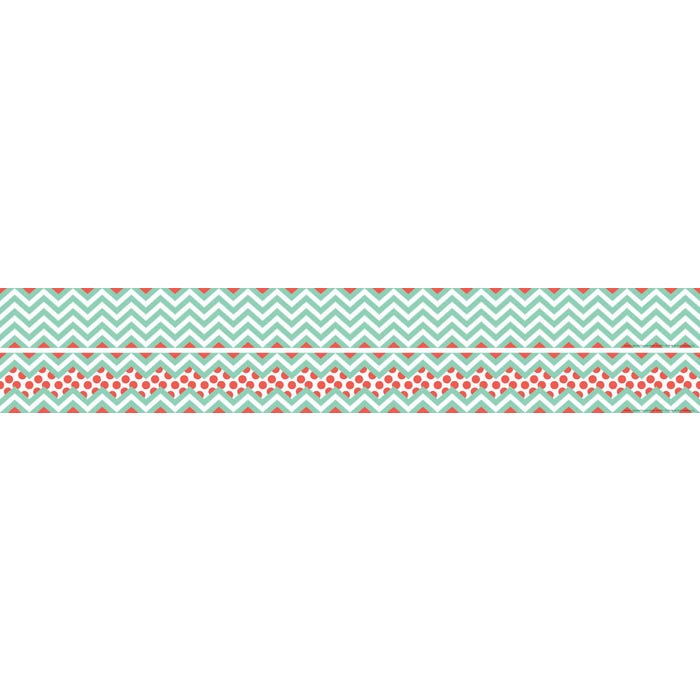 Barker Creek Chevron Double Sided Trimmer, 3 Inches x 35 Feet, Turquoise