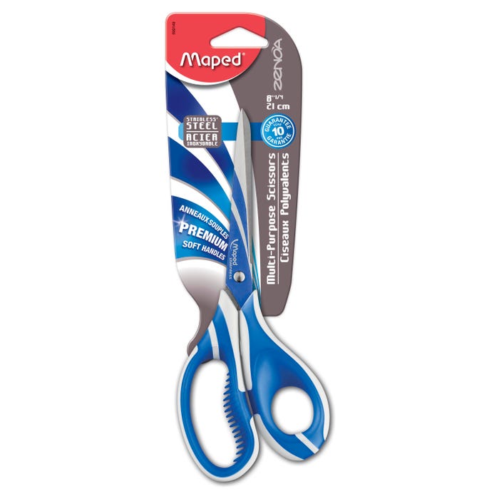 Maped Zenoa Fit Scissors, Pointed Tip, 8-1/4 Inches, Assorted Colors