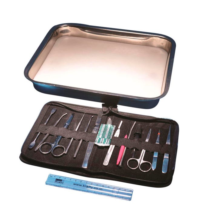 United Scientific Deluxe Dissecting Instruments with Dissecting Tray, Set of 14