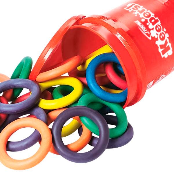 Image for Sportime Keepers Rubber Deck Tennis Rings, 6 Inches, Assorted Colors, Set of 24 with Included Pail from School Specialty