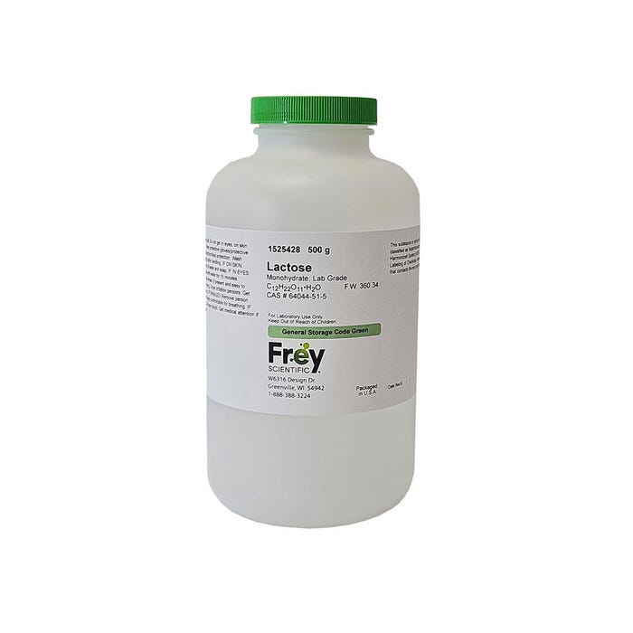 Frey Scientific Lactose Monohydrate, White, Lab Grade, 500g