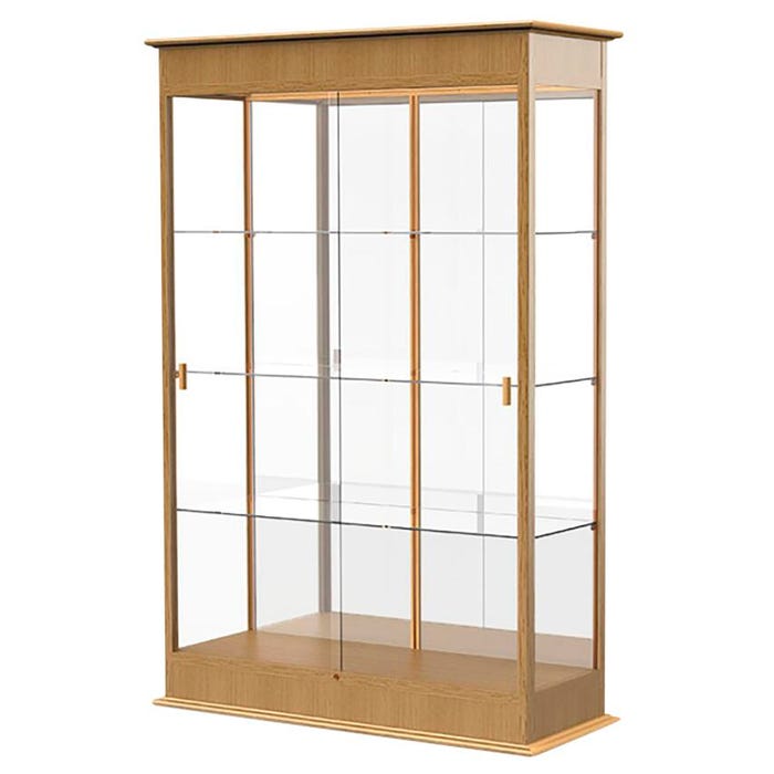 Ghent Varsity Oak Floor Display Case, Sliding Doors
