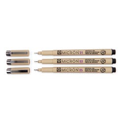 Pigma Micron Pens, Black, Set of 3