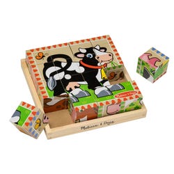 Melissa & Doug 6-in-1 Wooden Farm Cube Puzzle, 17 Pieces with Storage Tray 1609257