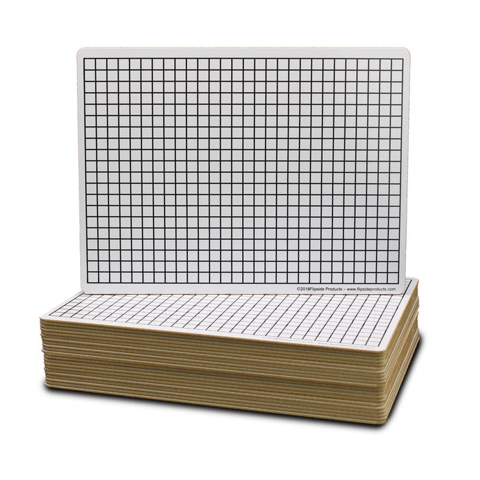 Flipside Dry Erase Graph 3/8 Inch Grid Two-Sided Boards, 9 x 12 Inches, Pack of 24