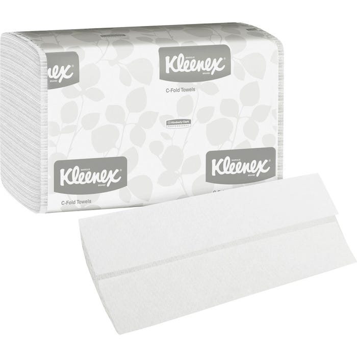Kleenex Premium C-Fold Towel, 150 Towels, Paper, White, Pack of 2400