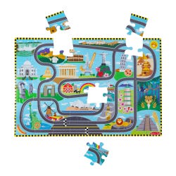 Melissa & Doug Racetrack Floor Puzzle & Play Set, 50 Pieces 2132530