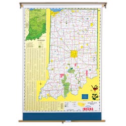 Nystrom Indiana Pull Down Roller Classroom Map, 51 x 68 Inches, Item Number 088626