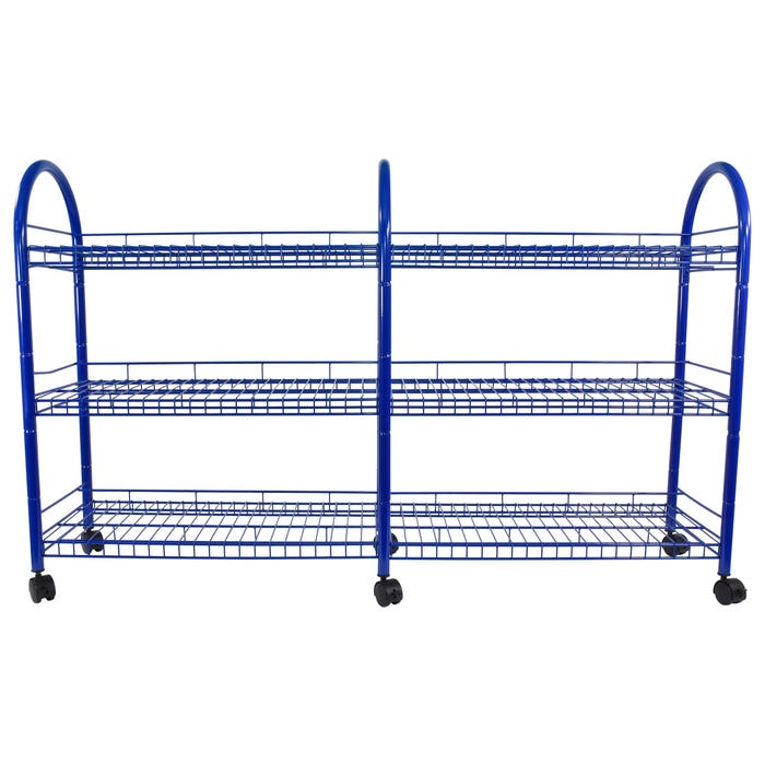Metal Mobile Leveled Library Without Trays, Blue