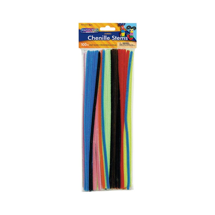 Creativity Street Jumbo Chenille Stems, 1/4 x 12 Inches, Assorted Colors, Set of 100