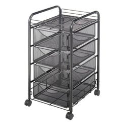 Safco Onyx Mesh File Cart, 4 Drawer, 15-3/4 x 17 x 27 Inches, Black, Item Number 1396681