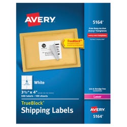 Avery TrueBlock Shipping Labels, Laser, 3-1/3 x 4 Inches, White, Pack of 600 075639