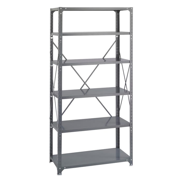 Safco Commercial Shelving, 75 in H X 36 in W X 18 in D, Steel, Dark Gray, 6-Shelves