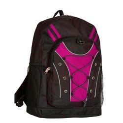 Multi-Pocket Backpack with Bungee Design, 6 x 12 x 17 Inches, Berry