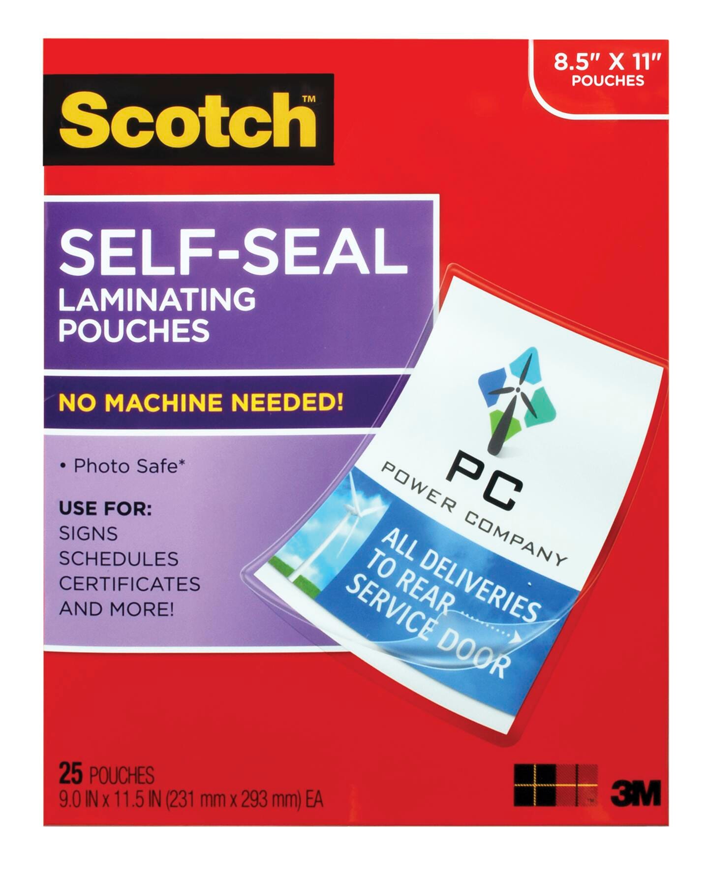 Image for Scotch Self-Sealing Laminating Pouch, 9 x 11-1/2 Inches, Clear, Pack of 25 from School Specialty