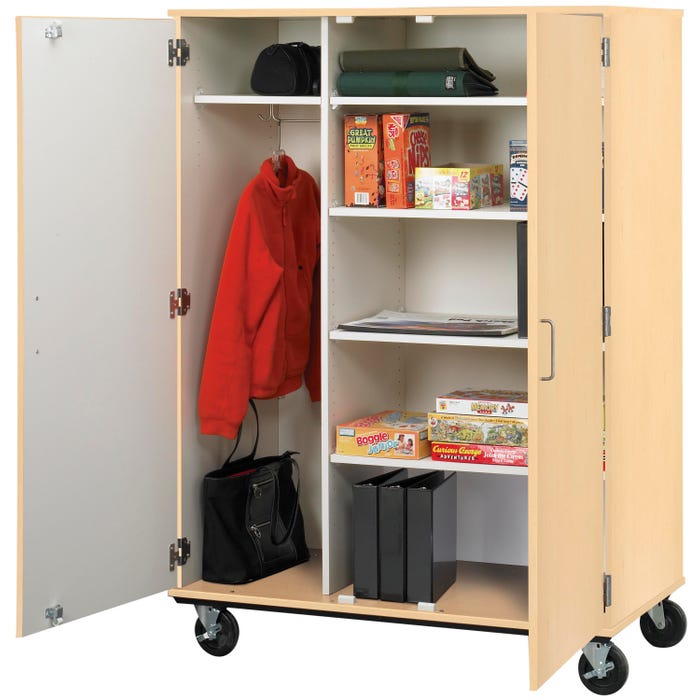 Stevens I.D. Systems Mobile Wardrobe and Shelf Cabinet with Lock, 48 x 24 x 67 Inches