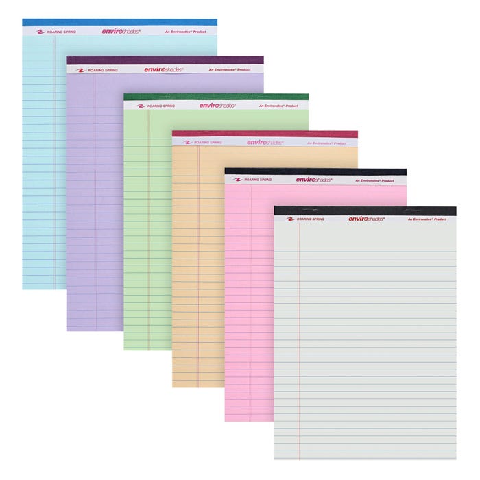 Roaring Spring Legal Pad, 8-1/2 x 11-3/4 Inch, 50 Sheets, 6 Pack, Asst Color Paper