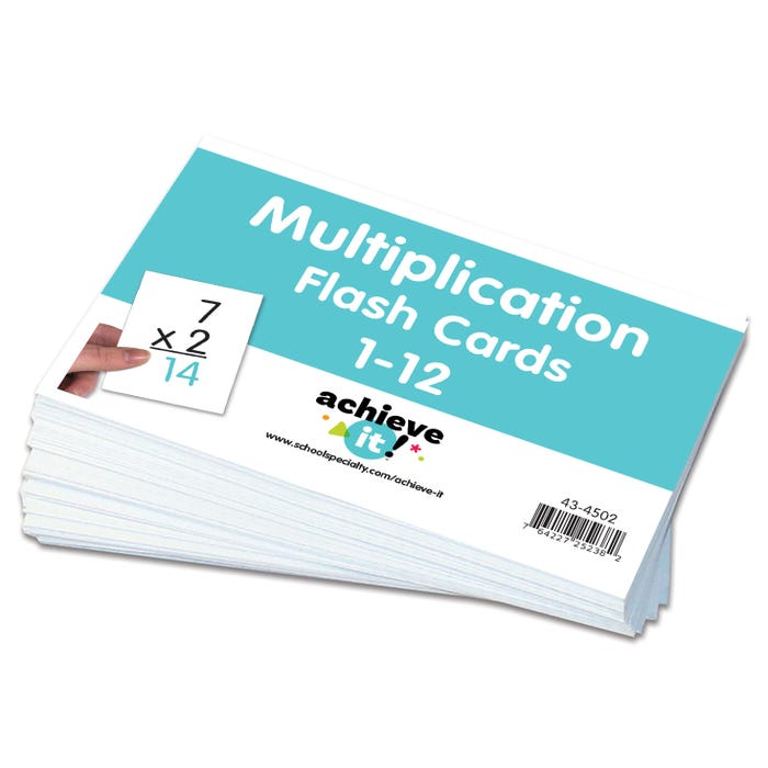Achieve It! 1 to 12 Multiplication Flashcards, 4 x 6 Inches, Set of 146
