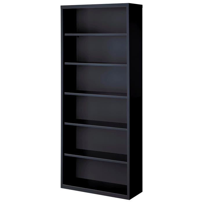 Lorell Fortress Series Black Steel Bookcase, 6 Shelves, 34-1/2 x 13 x 82 Inches