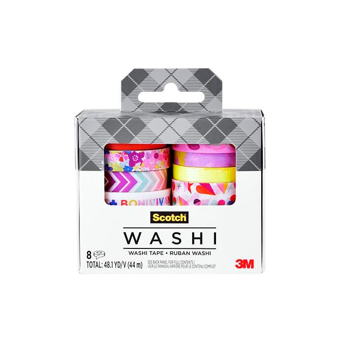 Scotch Washi Tape, .39 Inches x 7.65 Yards, Spring Patterns, Pack of 8
