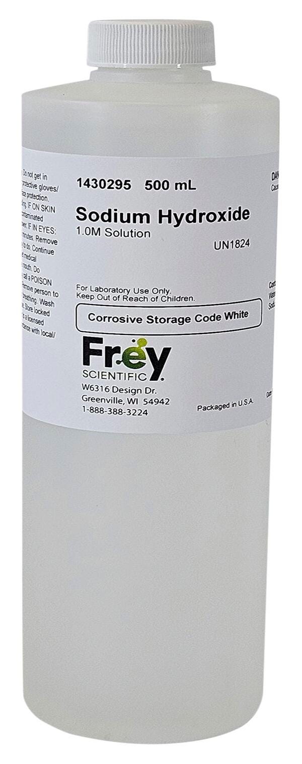 Image for Frey Scientific Sodium Hydroxide, 1.0 Molar Solution, 500 mL from School Specialty