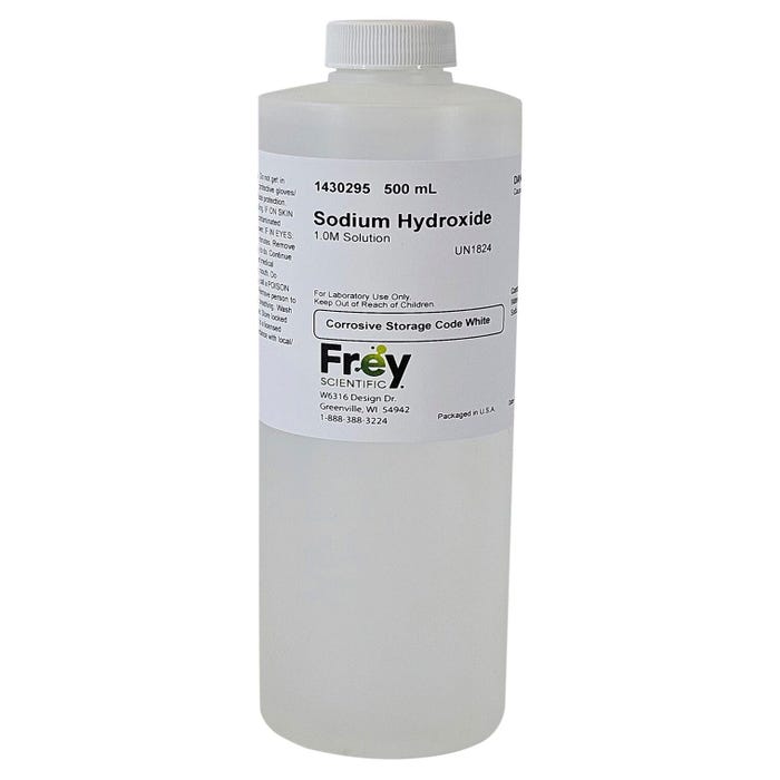 Frey Scientific Sodium Hydroxide, 1.0 Molar Solution, 500 mL
