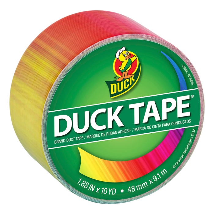 Duck Brand Tape Printed Duct Tape, 1-7/8 Inches x 10 Yards, Ombre Rainbow