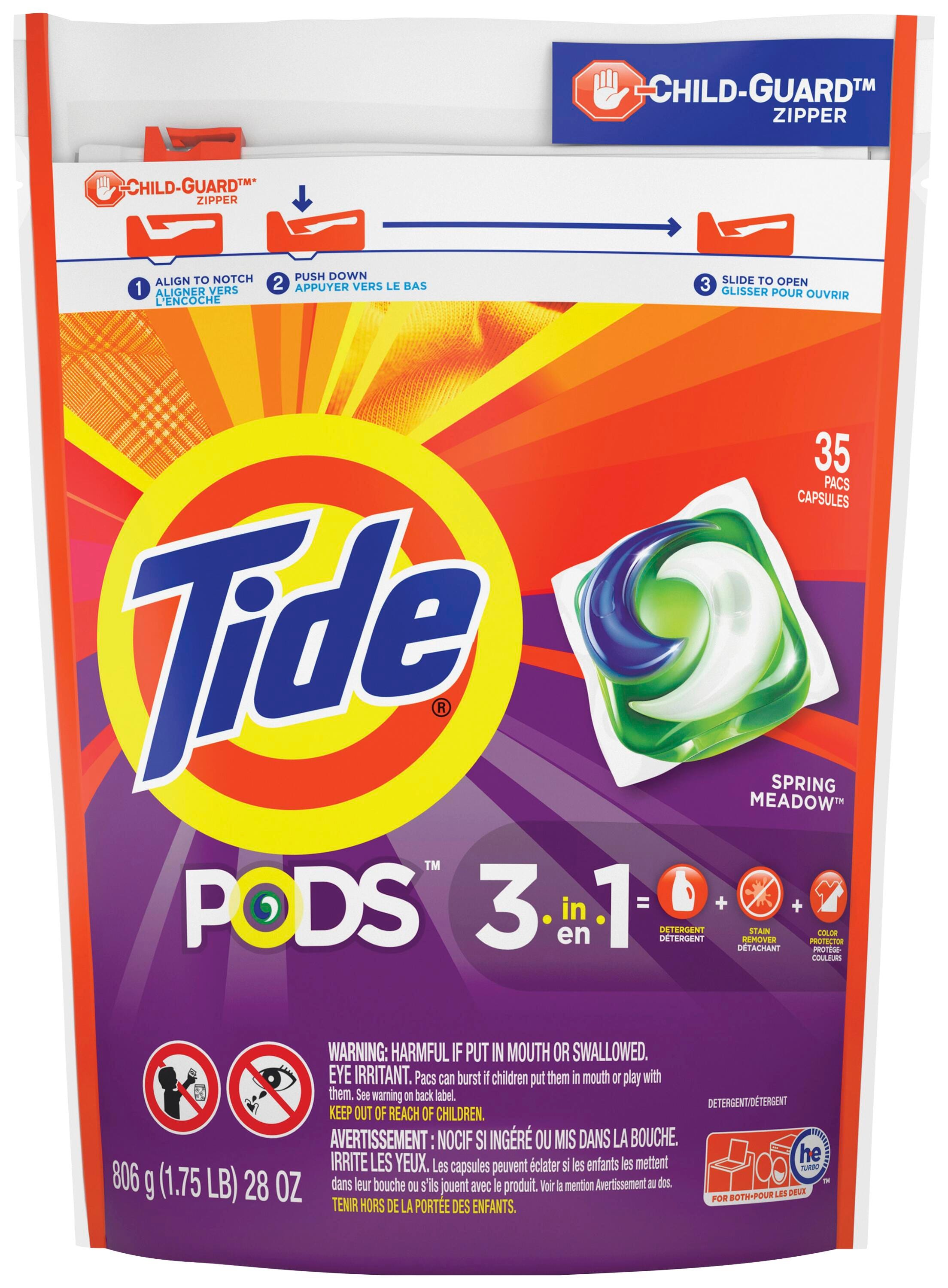 Tide Pods Spring Meadow Detergent, Powder, Spring Meadow Scent, Count 35, Case of 4, Item Number 2027051