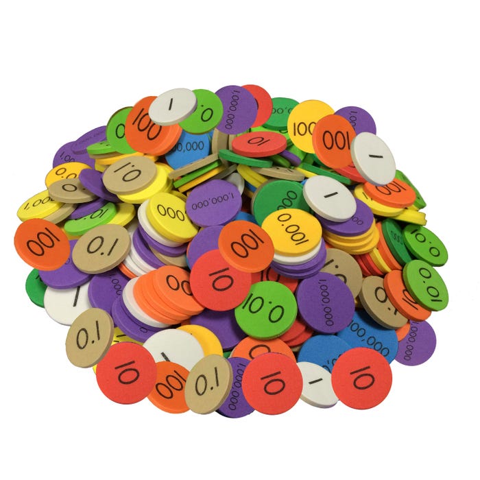 Sensational Math Place Value Discs 10-Value Decimals to Whole Numbers, Set of 250