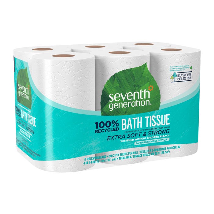 Seventh Generation Toilet Paper, 300 Sheets per Roll, 2-Ply, Recycled Paper, Pack of 12