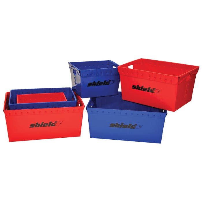 Shield Corrugated Small Storage Bins, 18-1/2 x 13-1/4 x 12 Inches, Set of 4
