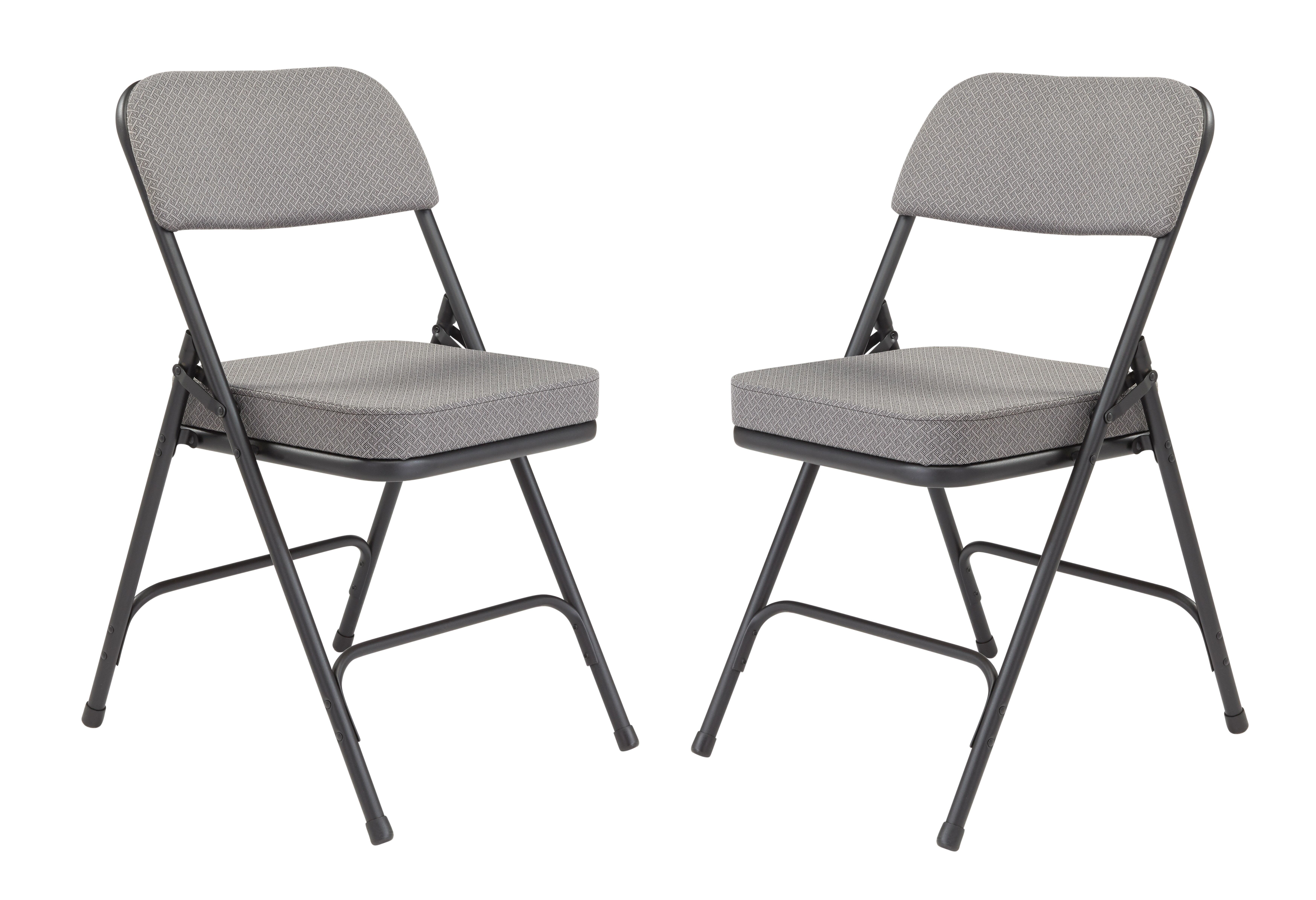 National Public Seating Premium 2-Inch Thick Padded Folding Chair, 3200 Series, 18-1/2 Inch Seat, Charcoal Gray Fabric, Black Frame, Set of 2 2051339