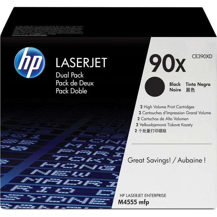 HP 90X Ink Cartridge, CE390XD, Black, Pack of 2