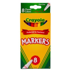 Crayola Markers, Fine Line, Assorted Classic Colors, Set of 8