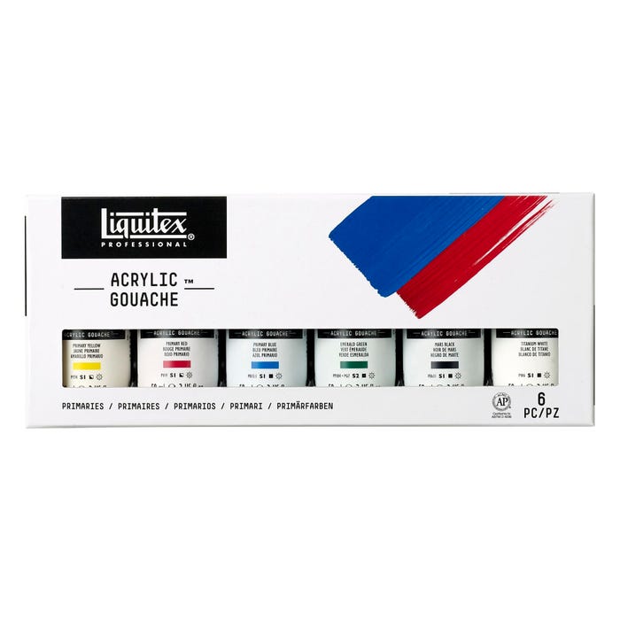 Liquitex Acrylic Gouaches, 2 Ounces, Assorted Primary Colors, Set of 6
