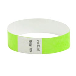 SICURIX Tear-Resistant Waterproof Security Wristband, 10 x 3/4 Inches, Tyvek, Green, Pack of 100 077816