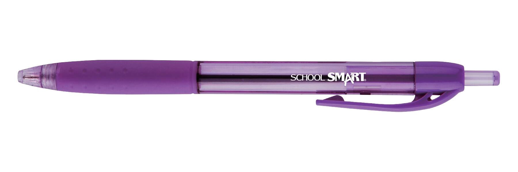 School Smart Retractable Hybrid Gel and Ink Pens, Purple, Pack of 12 1570495