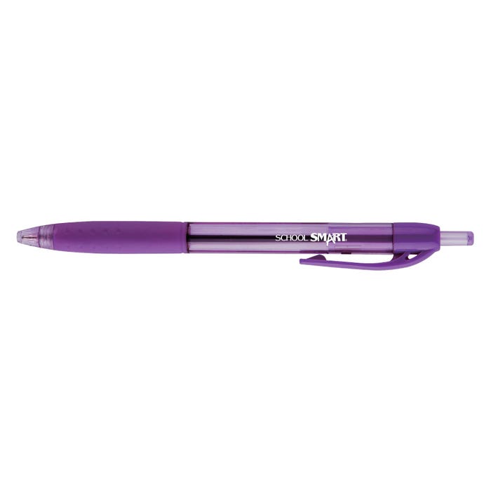 School Smart Retractable Hybrid Gel and Ink Pens, Purple, Pack of 12