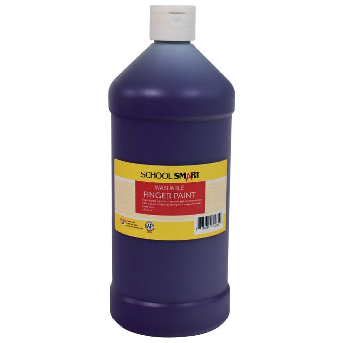 School Smart Washable Finger Paint, Purple, 1 Quart Bottle